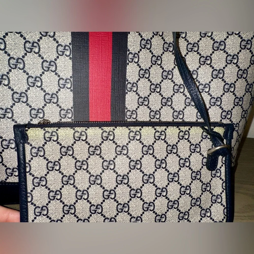 Gucci Ophidia GG Large Tote In Beige and Blue Supreme - Picture 6 of 15